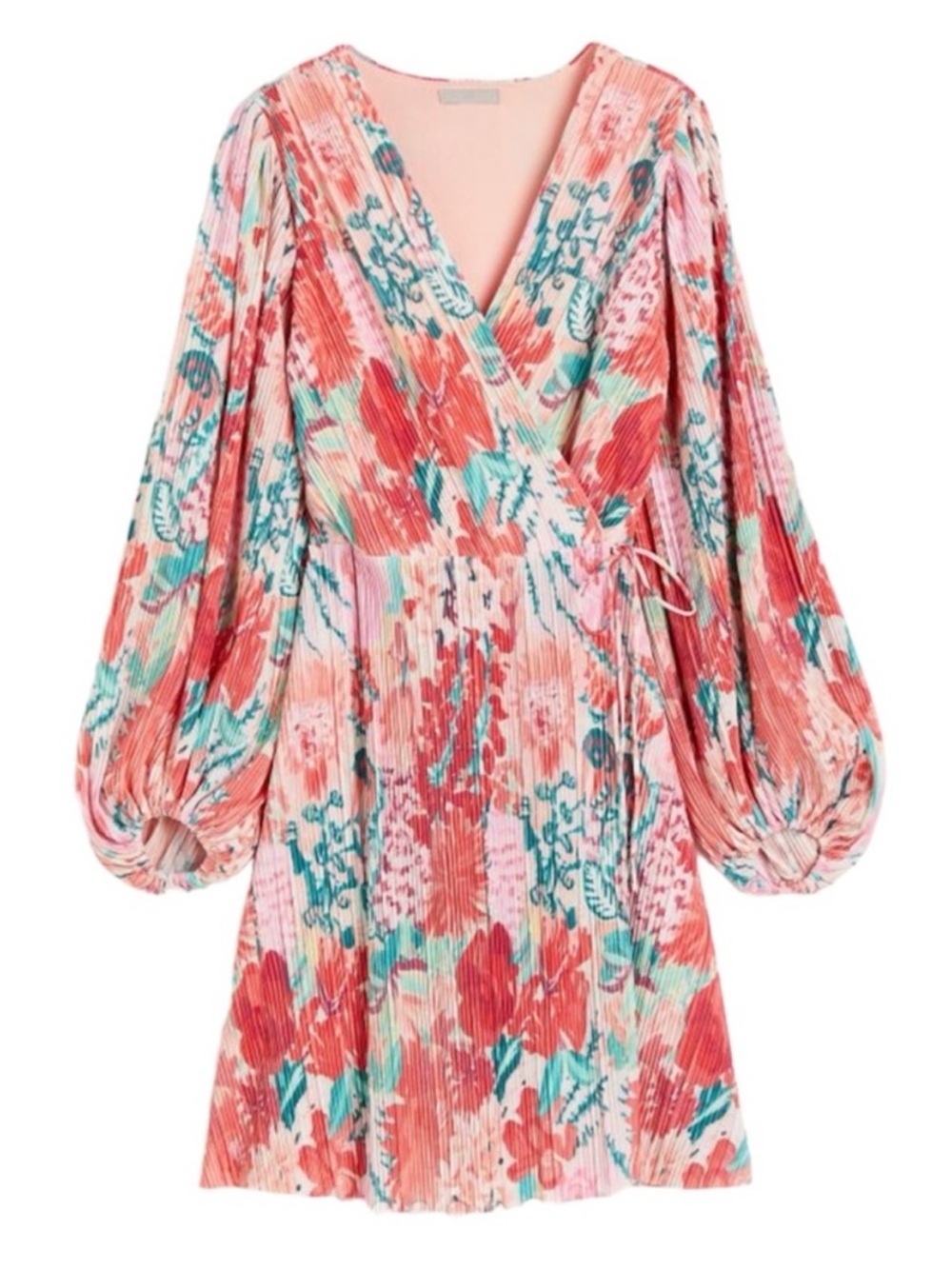 H&M Plisse Pleated Wrap Mini Dress